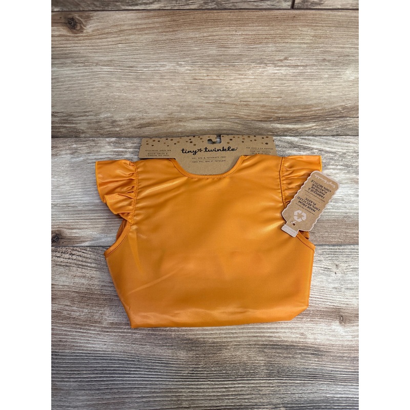 NEW Tiny Twinkle Mess-Proof Apron Bib Orange sz 6-12m