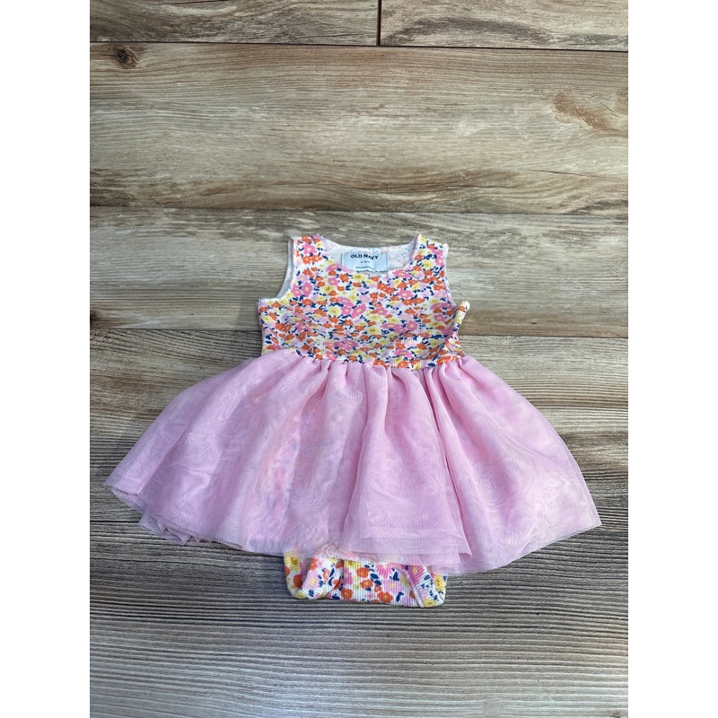Old Navy Floral Ribbed Bodysuit Tutu Dress Pink sz 6-12m Pink 6m