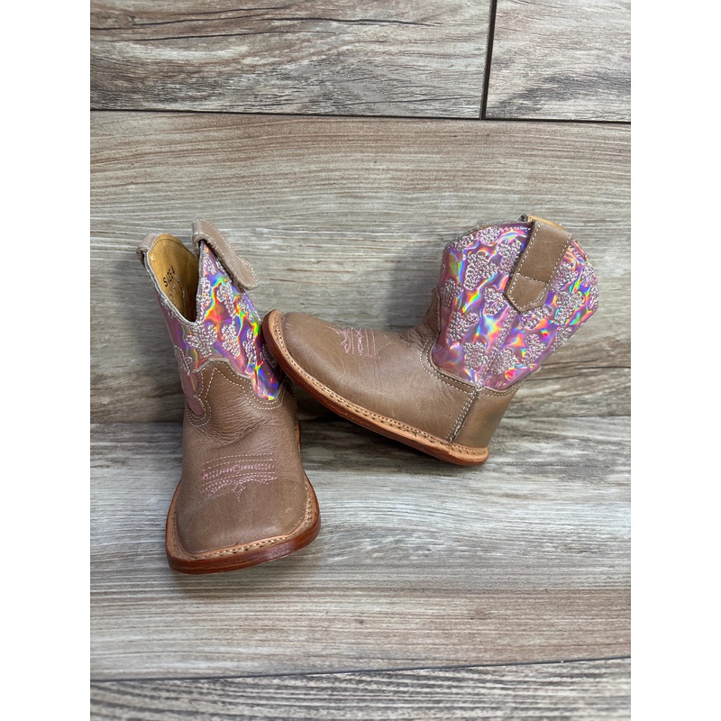 Roper Kids Pink Looking Glass Cowgirl Boots sz 4c