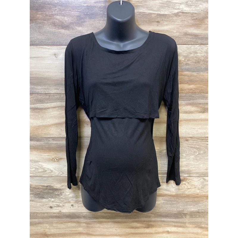 Smallshow Nursing Shirt Black sz Large Black Maternity Large