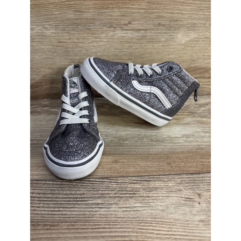 Vans Sk8-Hi Zip Shoe Racing Purple Glitter sz 5c