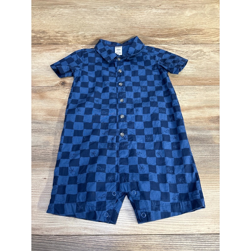 Carter’s Checkered Shortie Romper Blue sz 24m Blue 24m