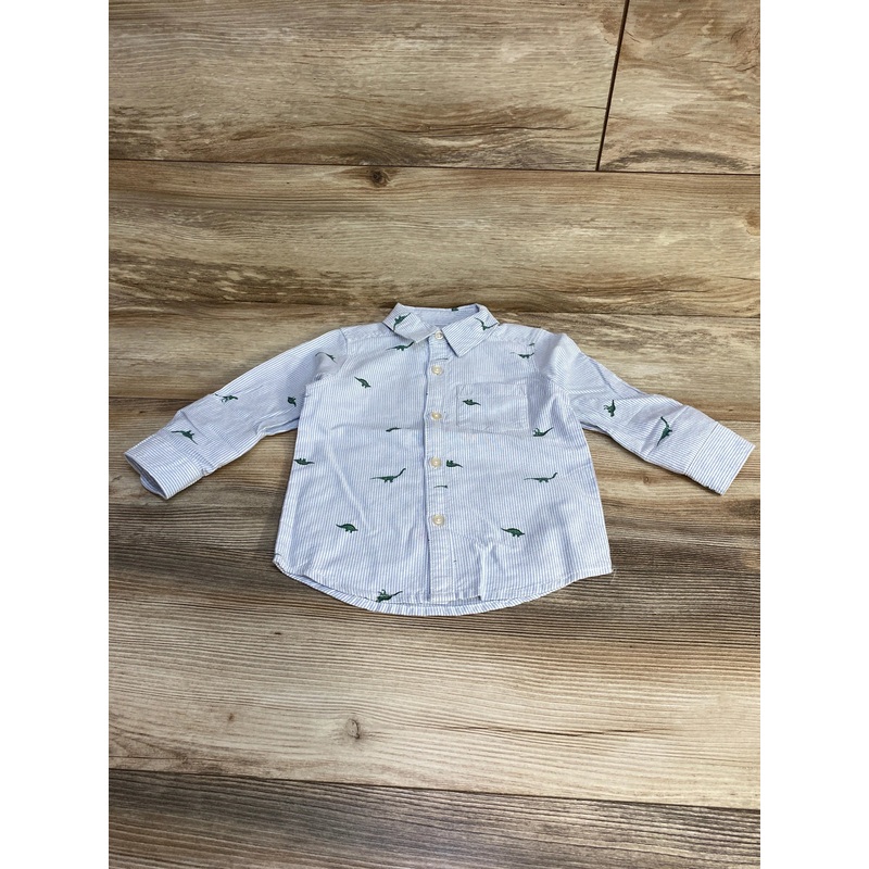 Carter’s Striped Dino Button-Up Shirt Blue sz 18m Blue 18m