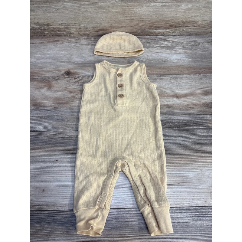 Cloud Island 2pc Pointelle Henley Romper & Hat Yellow sz 0-3m Yellow Newborn
