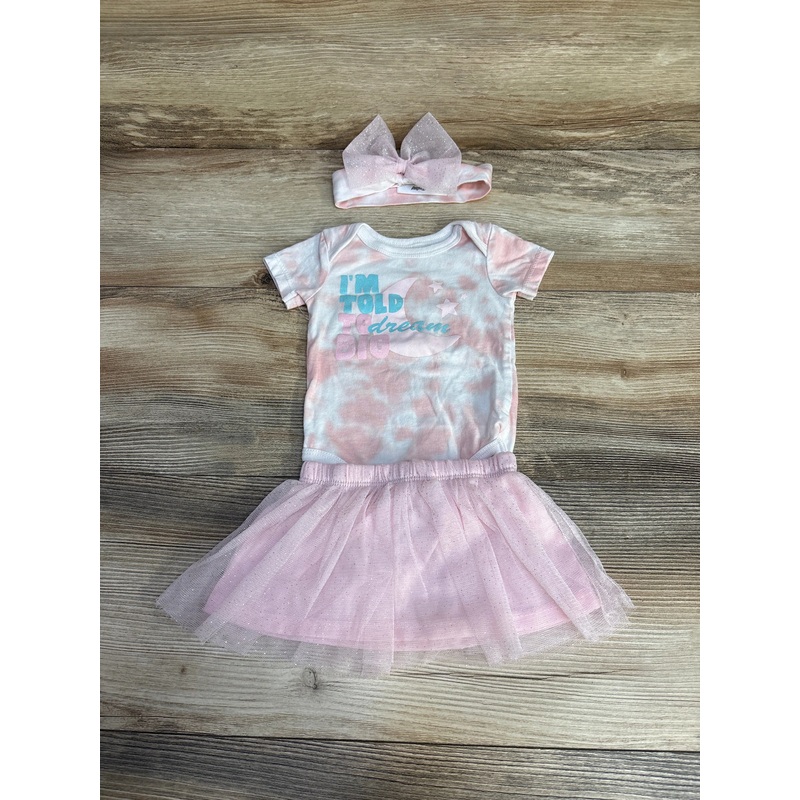 Eplay 3pc Tie-Dye Bodysuit & Tutu Set Pink sz 0-3m Pink Newborn