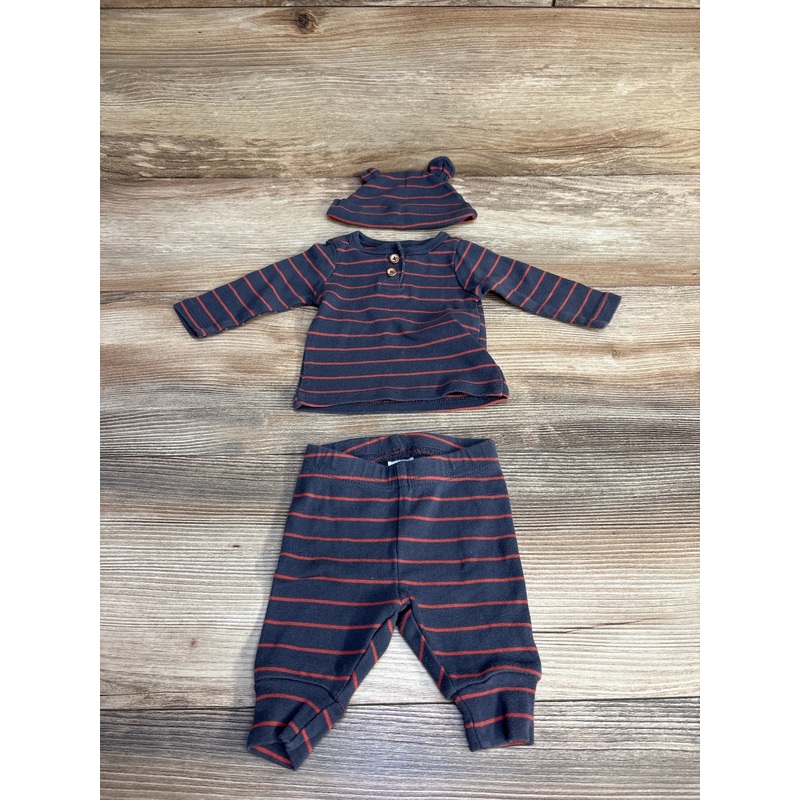 Just One You 3pc Striped Top + Pants + Hat Grey sz Newborn Grey Newborn
