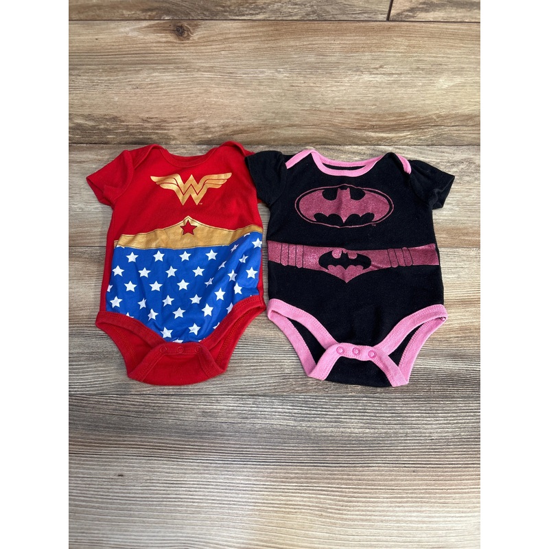 Justice League 2pk Bodysuits Black/Red sz 6-9m Multicolor 6m