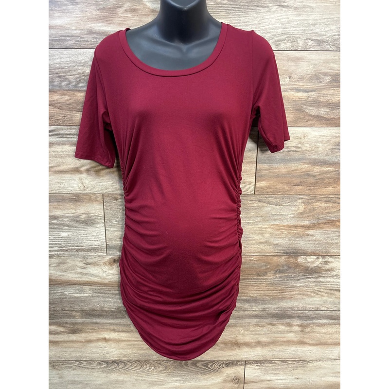 Mother Bee Maternity Bodycon Dress Burgundy sz Medium Red Maternity Medium