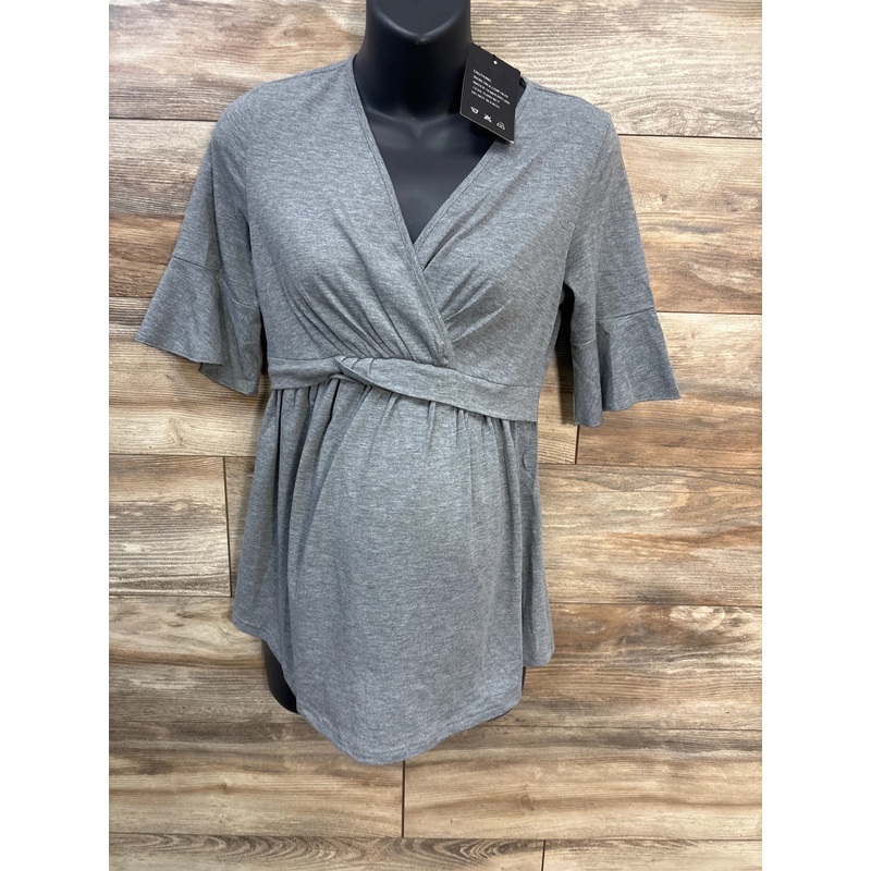 NEW Ficerd V-Neck Peplum Shirt Grey sz Medium Grey Maternity Medium