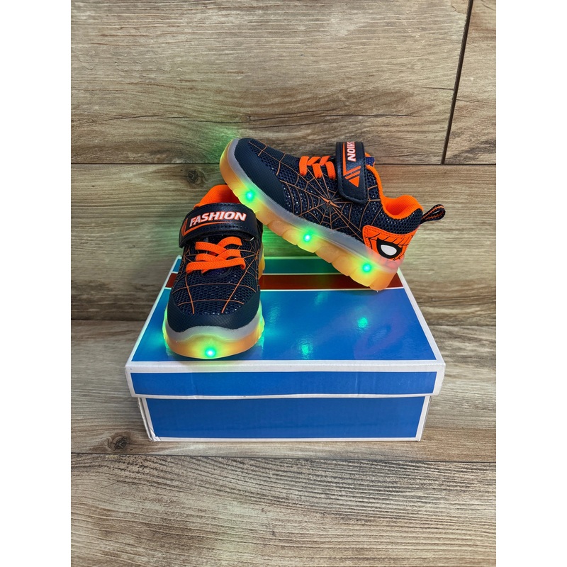 NEW Jian Dian Light Up Sneakers Navy/Orange sz 10c*