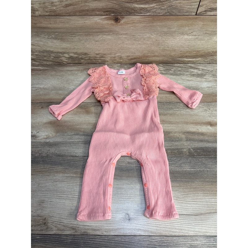 Ribbed Ruffle Coverall Pink sz 6-9m Pink 6m