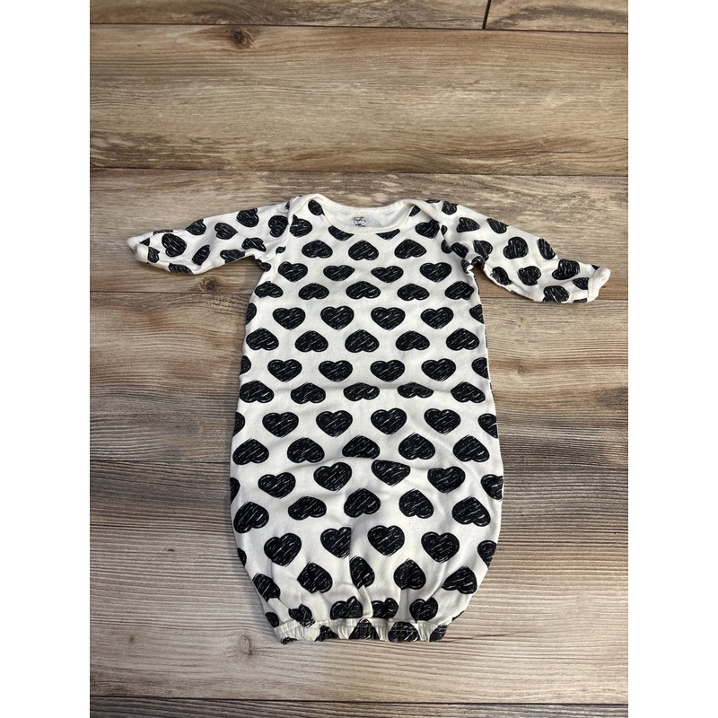 Touched by Nature Heart Print Gown White sz 0-6m White Newborn