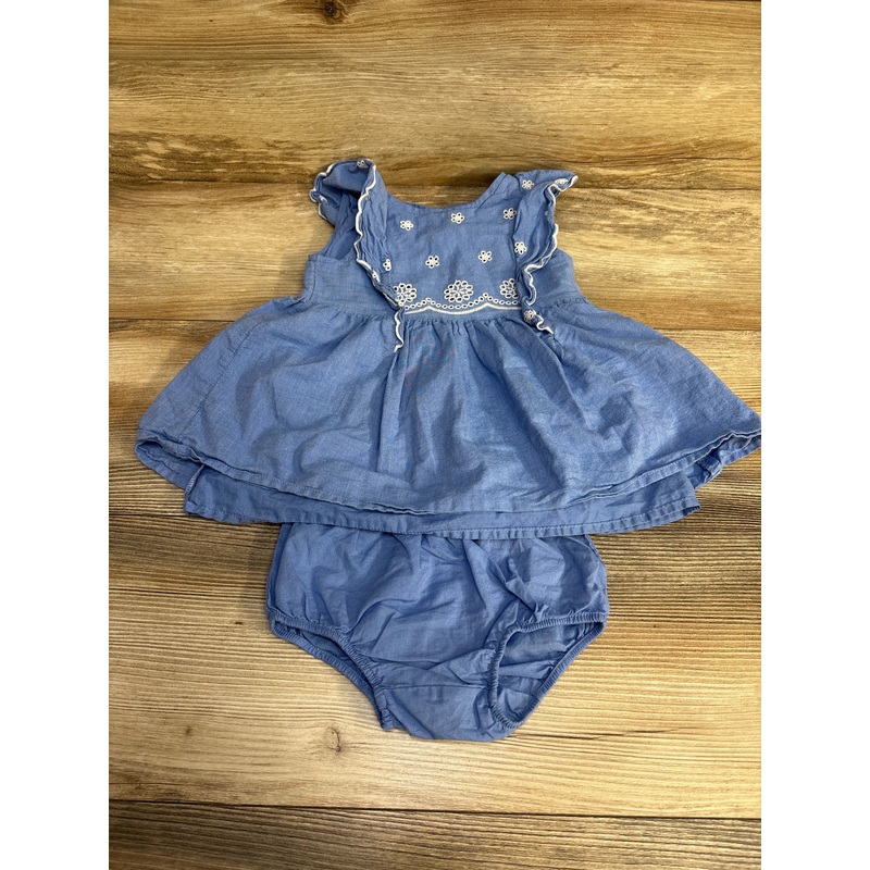 Cat & Jack 2pc Eyelet Dress & Bloomers Blue sz 12m Blue 12m