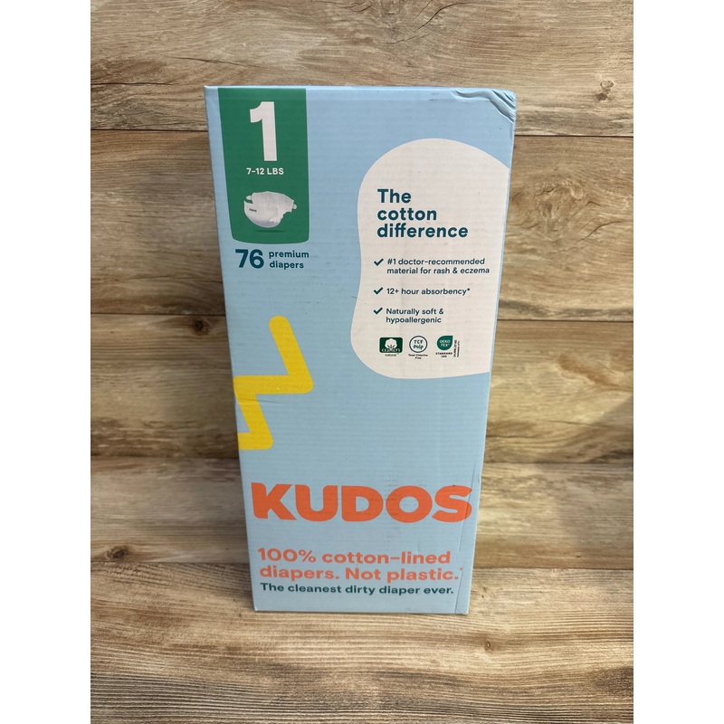 NEW Box of Kudos Chlorine Free Cotton-Lined Disposable Diapers