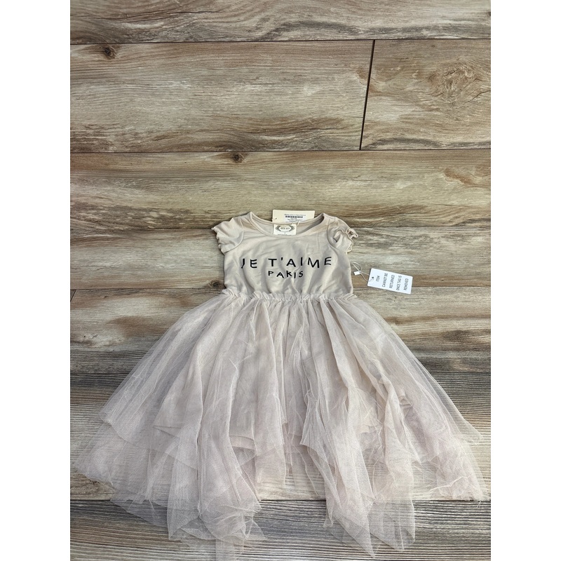NEW Mia Joy “Je T’aime Paris” Feya Dress In Sand sz 3T Tan 3T