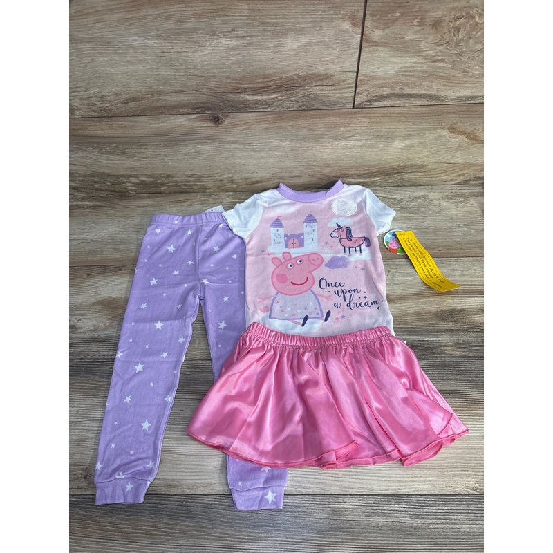 NEW Peppa Pig 3pc Pajama Tutu Set White sz 3T Multicolor 3T