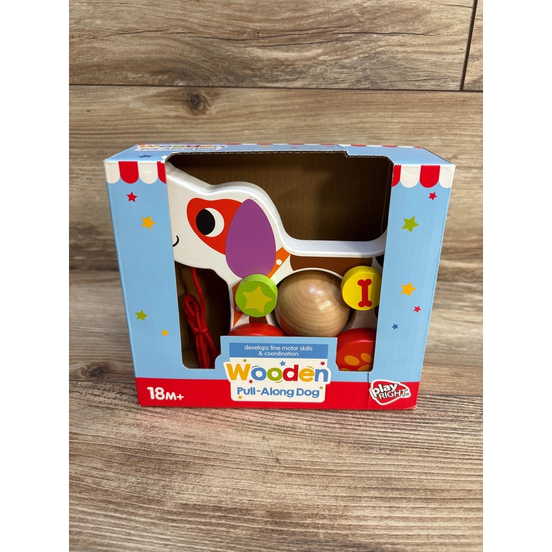 NEW Playright Wooden Pull-Along Dog