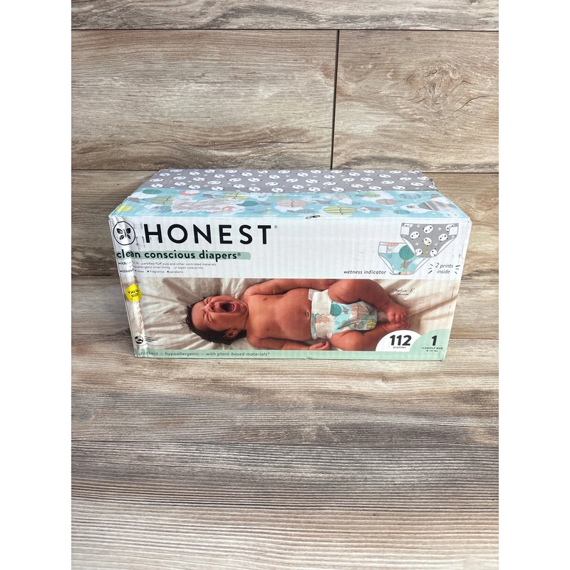 NEW The Honest Company Cuddly Bug Diapers, Size 1, 112 Count