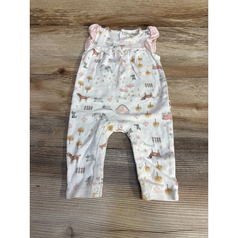 Rabbit + Bear Animal Print Romper White sz 0-3m White Newborn