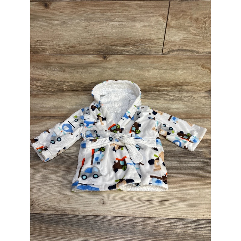 Vehicle Print Robe White sz 0-9m White Newborn