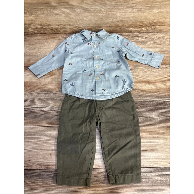 Carter’s 2pc Airplane Button Up Shirt & Pants Blue sz 6m Blue 6m