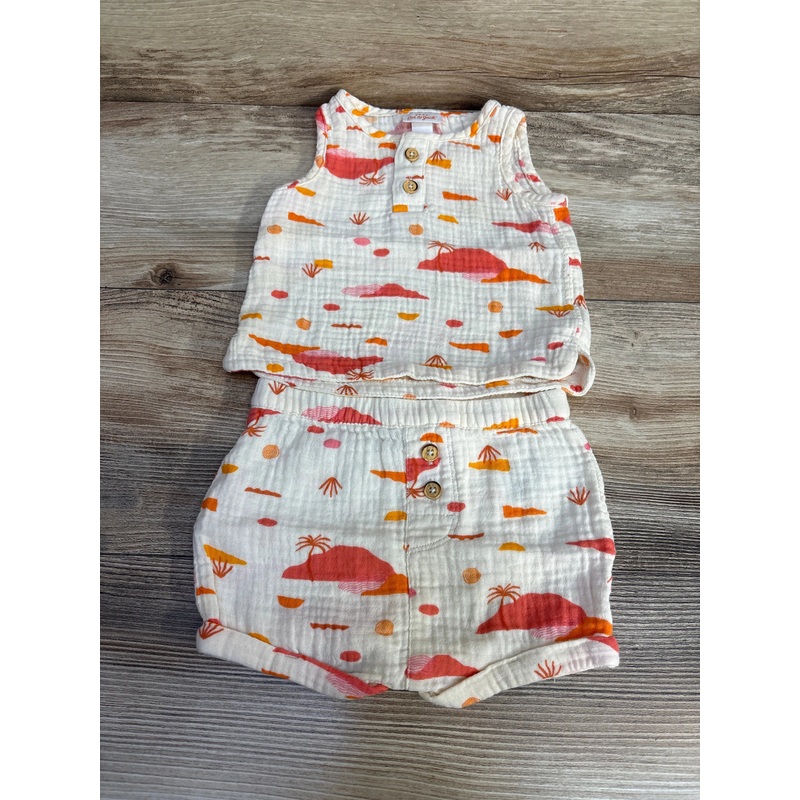 Cat & Jack 2pc Henley Tank Top & Shorts Cream sz 3-6m Cream 3m