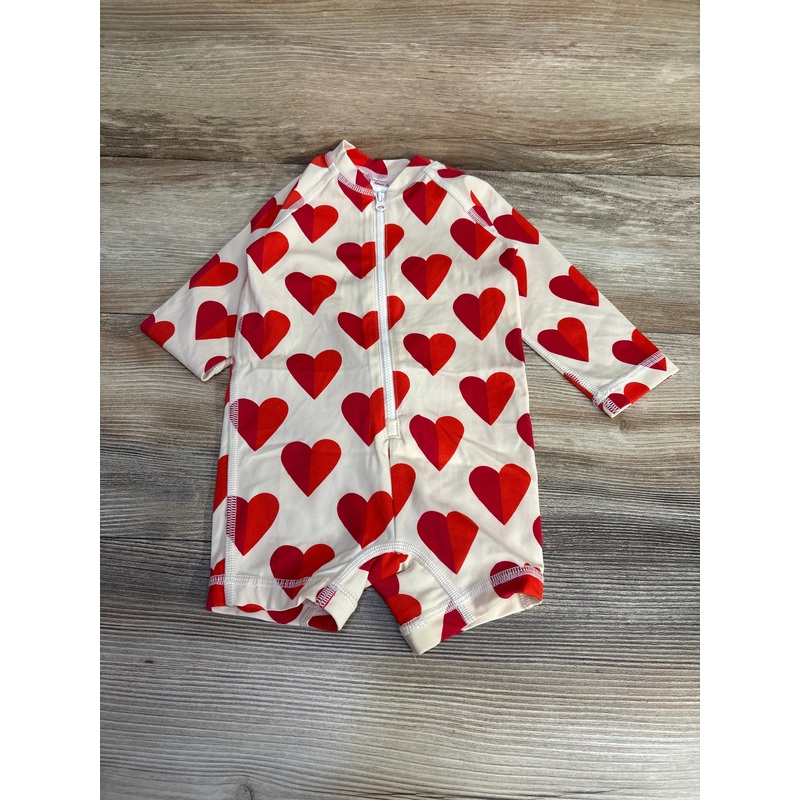 Hanna Andersson Hearts Rash Guard Suit Cream sz 12-18m Cream 12m