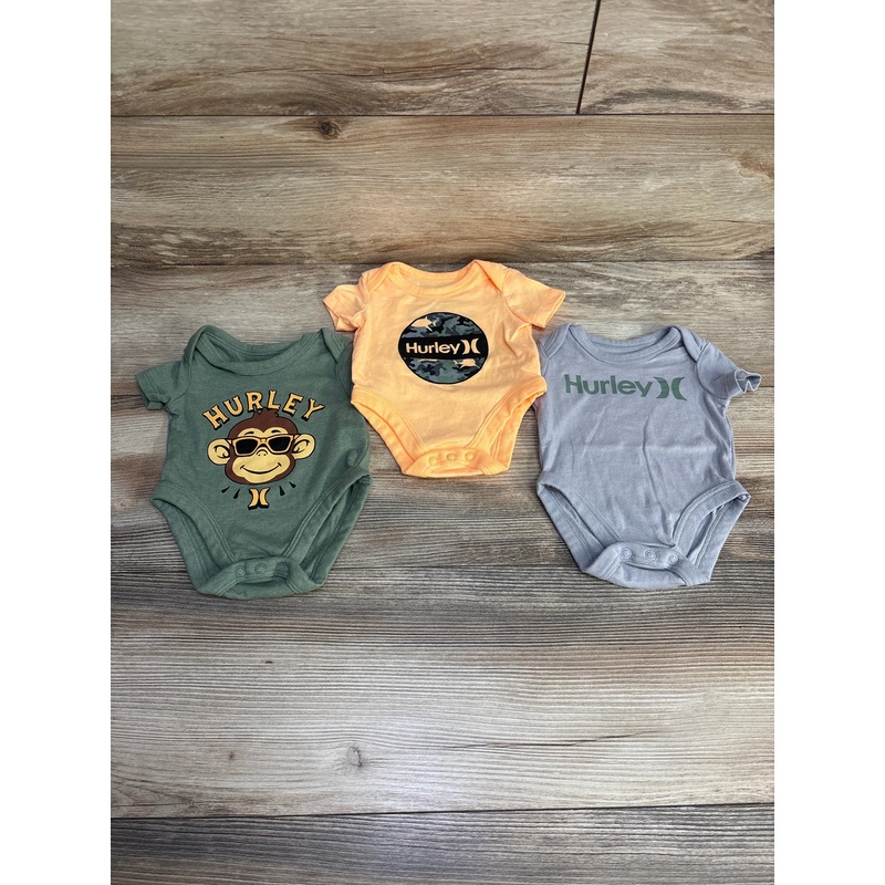 Hurley 3pk Short Sleeve Bodysuits sz Newborn Multicolor Newborn