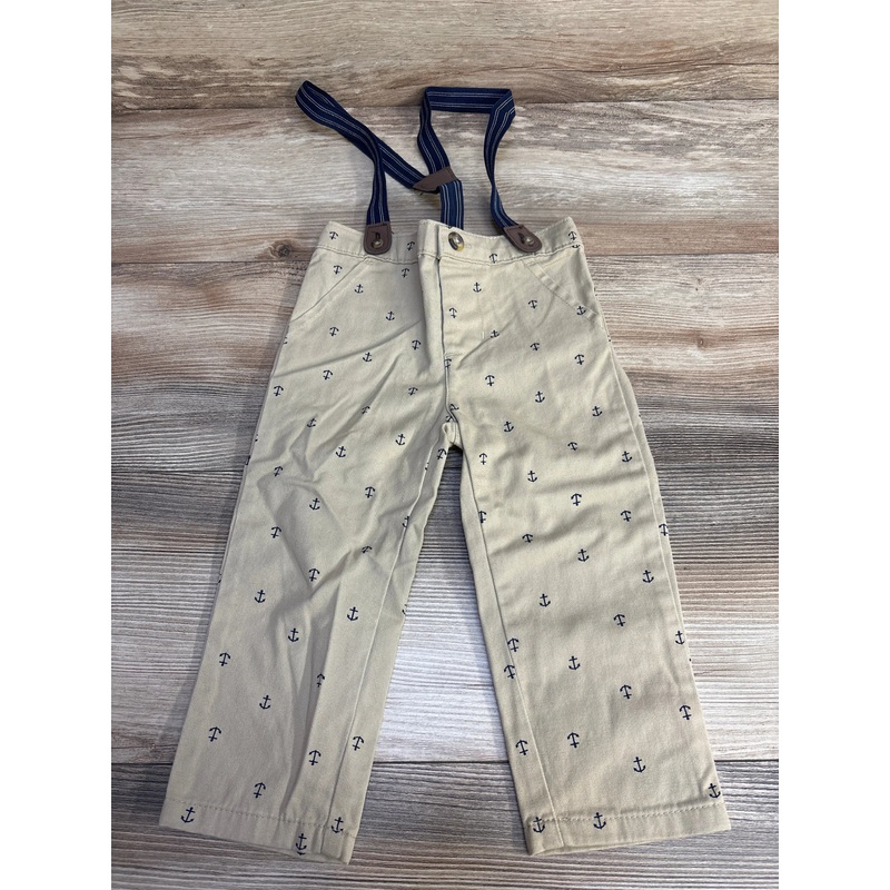 Just One You Anchor Print Suspender Pants Tan sz 18m Tan 18m