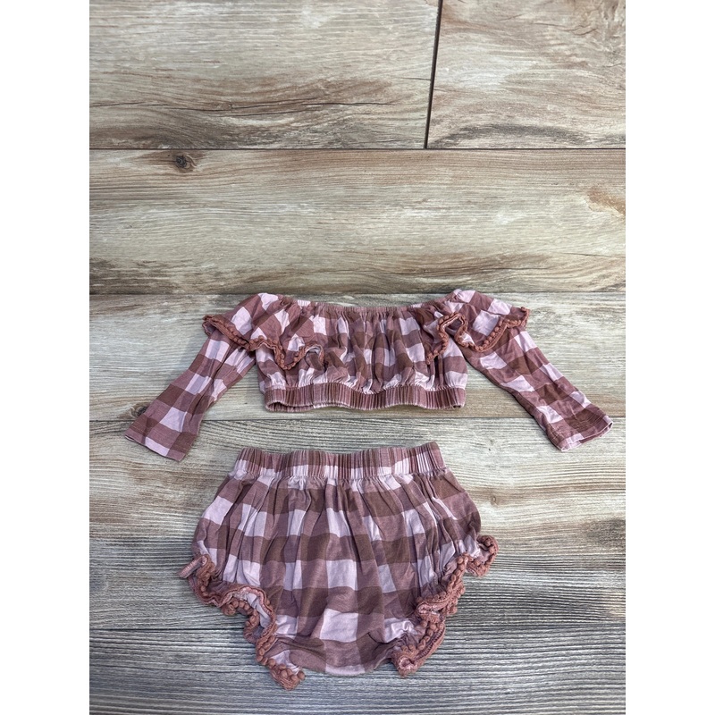 Kate Quinn 2pc Cropped Plaid Top & Bottoms Pink sz 18-24m Pink 18m