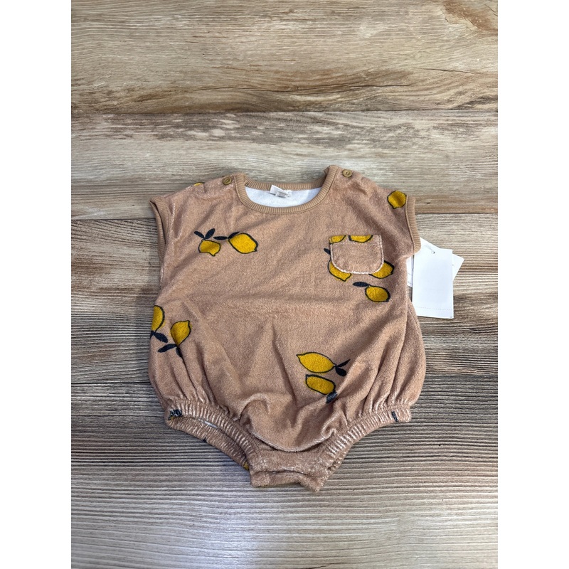 NEW Grayson Mini Lemon Print Terry Cloth Romper Brown sz 0-3m Brown Newborn
