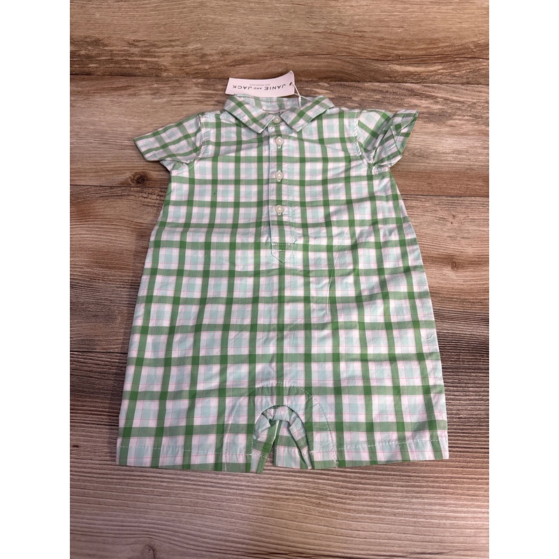 NEW Janie and Jack Plaid Romper Green sz 3-6m Green 3m
