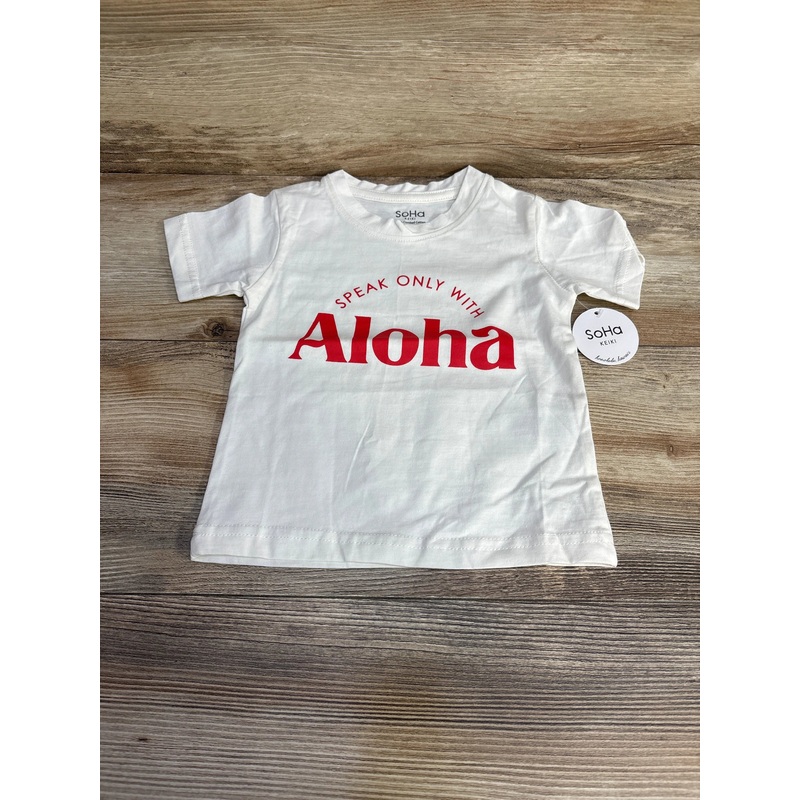 NEW SoHa Keiki Speak Only With Aloha Shirt White sz 12-18m White 12m