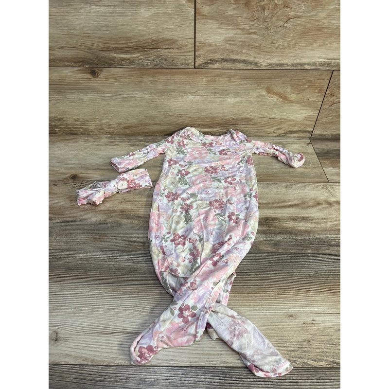 Baby Essentials 2pc Floral Gown & Headband Pink sz 3m Pink