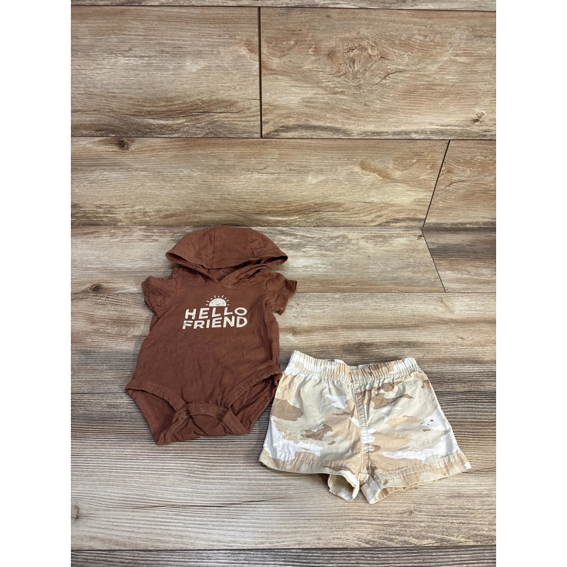 Carter’s 2pc Hooded Bodysuit & Shorts Brown sz 3m Brown 3m