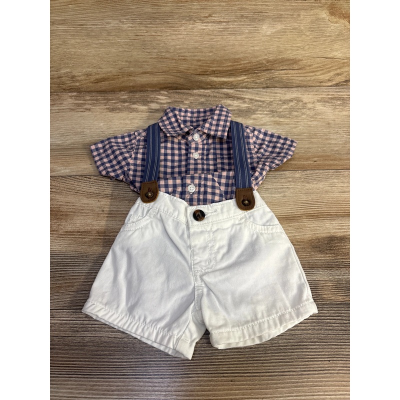 Carter’s 3pc Gingham Suspender Short Set Blue sz Newborn Blue Newborn
