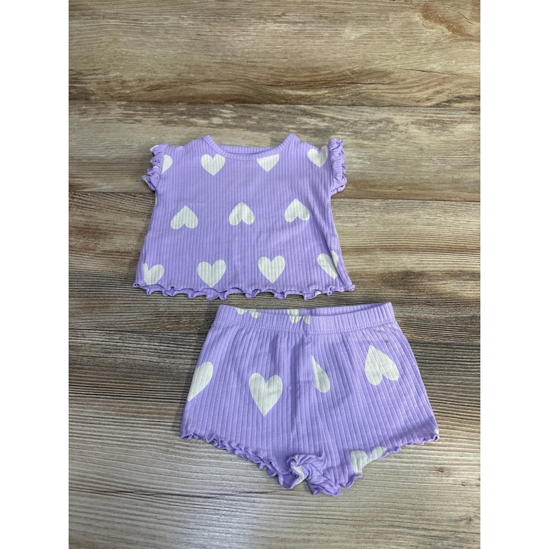 Cat & Jack 2pc Heart Print Shirt & Shorts Purple sz 0-3m Purple Newborn