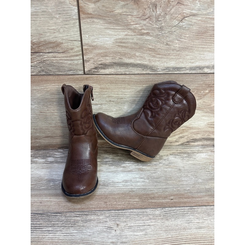 Cat & Jack Girls’ Memphis Zipper Western Boots Brown sz 8c