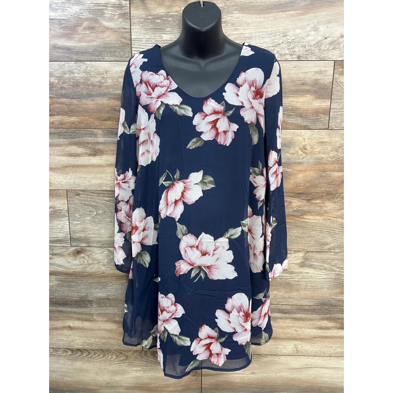 Hello Miz Floral V-Neck Dress Navy sz Small Navy Maternity Small