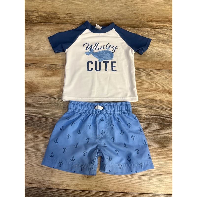 Hudson Baby 2pc Whaley Cute Rashguard Set Blue sz 3-6m Blue 3m