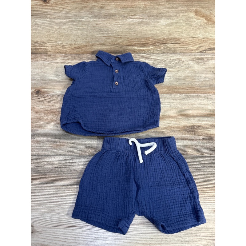 Just One You 2pc Henley Shirt & Shorts Navy sz 3m Navy 3m
