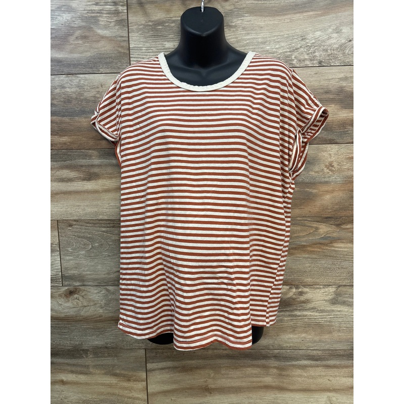 Motherhood Maternity Striped Shirt Brown sz XL Brown Maternity XL