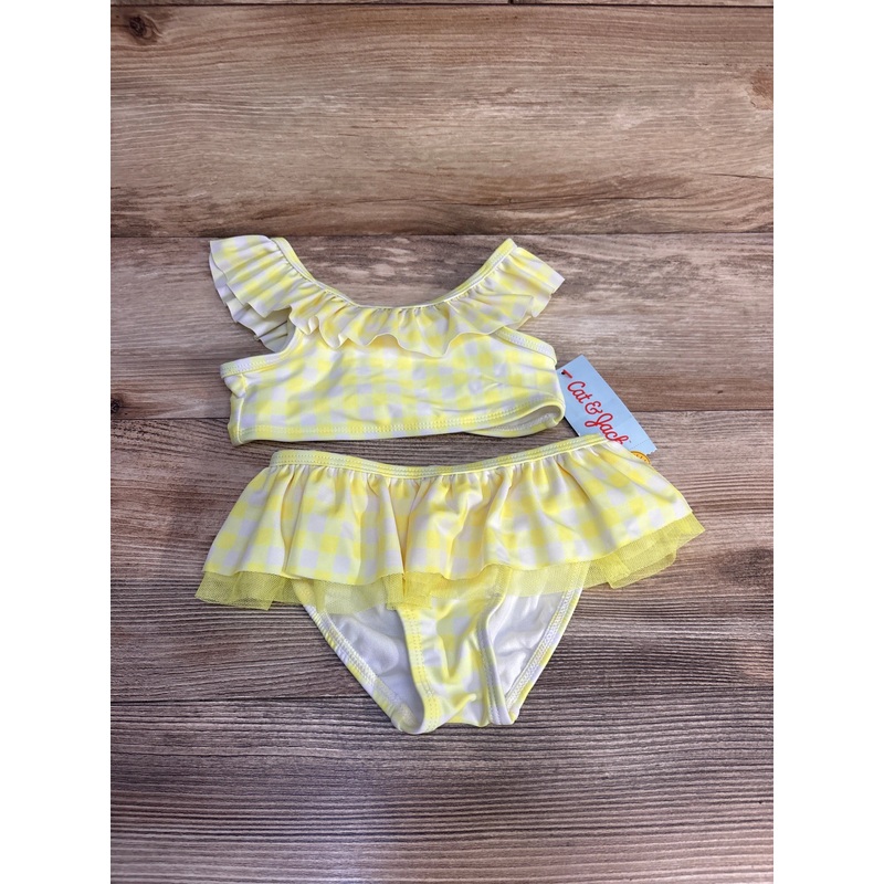 NEW Cat & Jack 2pc Gingham Swimsuit Set Yellow sz 3T Yellow 3T