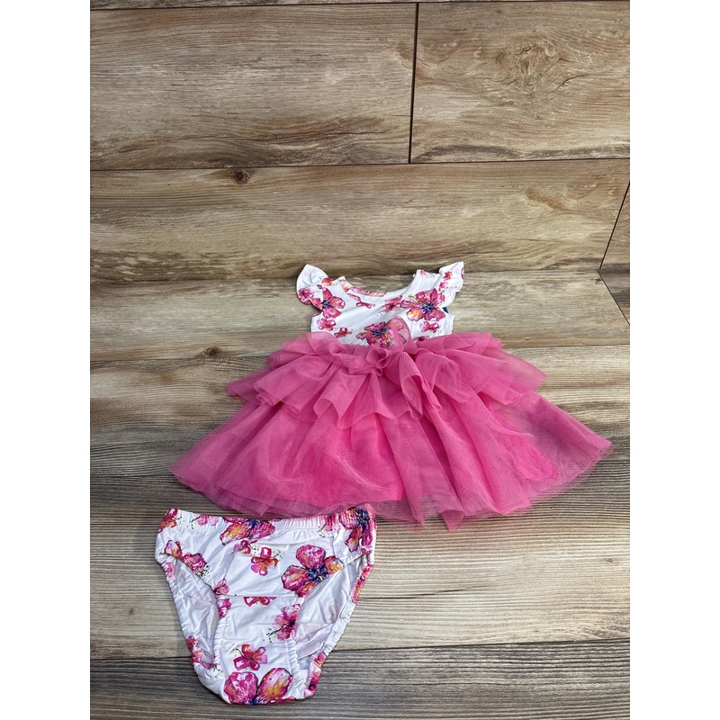 NEW Coco Moon Hawaii 2pc Hibiscus Kiss Tutu Dress & Bloomers White sz 18-24m White 18m
