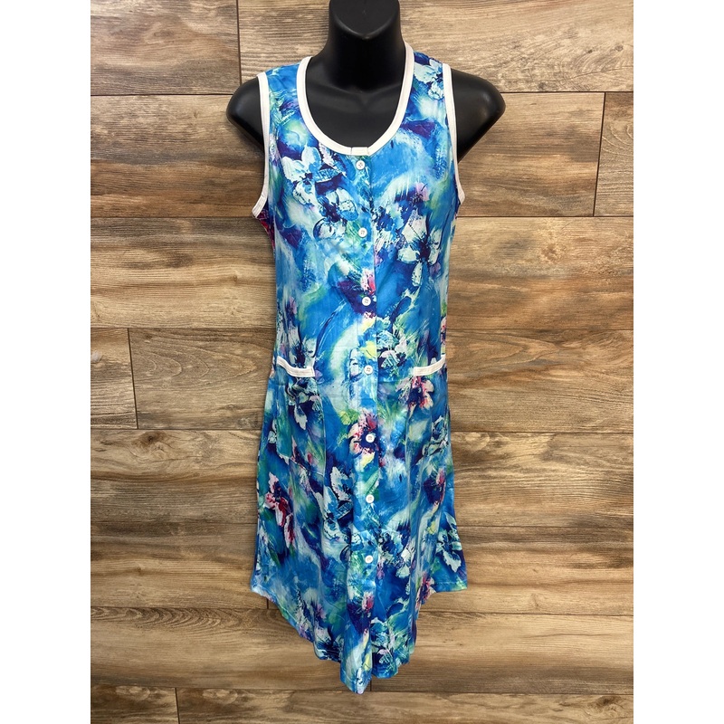 NEW Ekouaer Floral Tank Dress Blue sz Medium Blue Maternity Medium