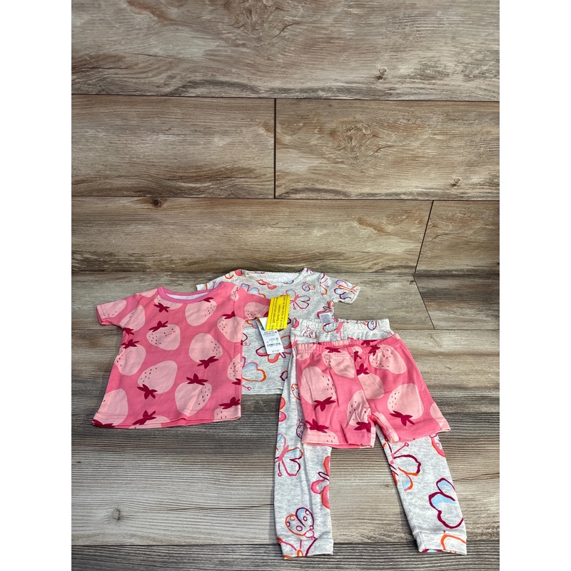 NEW Just One You 4pc Butterflies & Strawberries Pajama Set Grey sz 12m Grey 12m