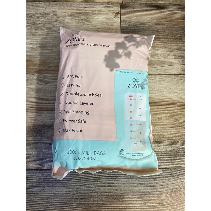 NEW Zomee Disposable 8oz Breast Milk Storage Bags, 100ct