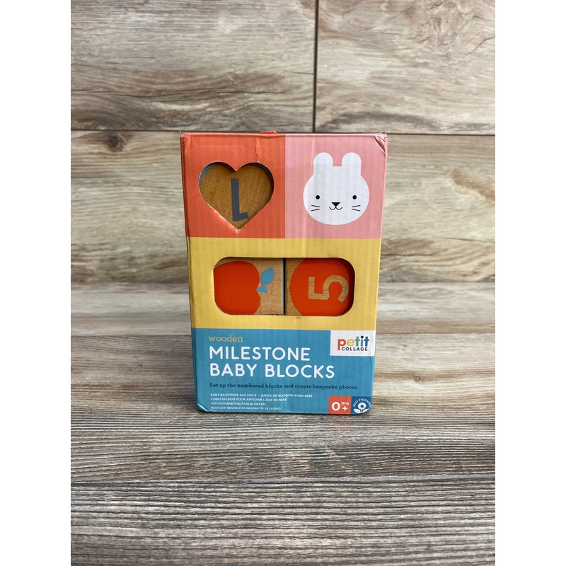 Petit Collage Wooden Baby Milestone Blocks