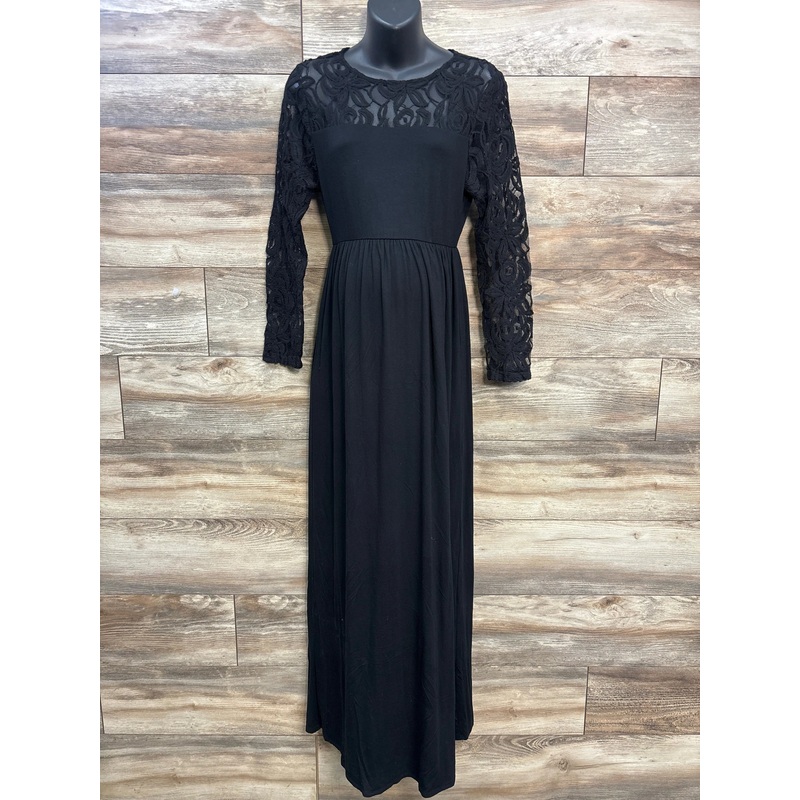 Pink Blush Maternity Lace Sleeve Maxi Dress Black sz Medium Black Maternity Medium