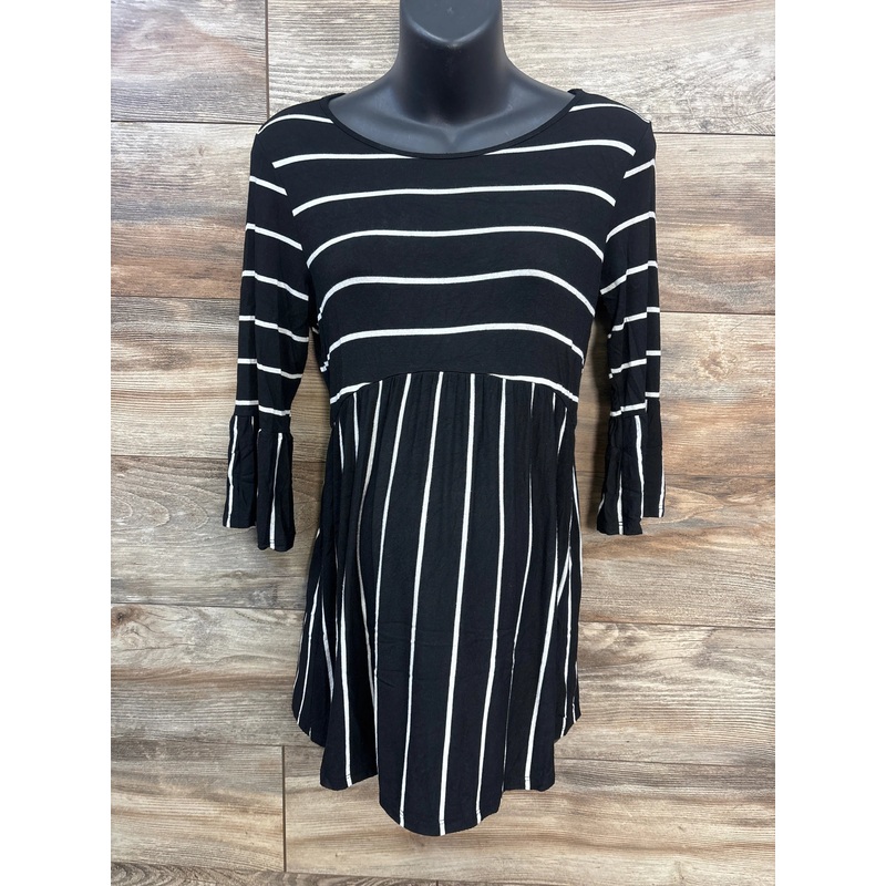 Pink Blush Striped Peplum Ruffle Top Black sz Small Black Maternity Small
